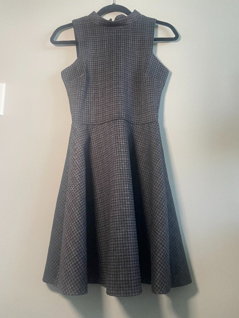 Saks Fifth Avenue Collection Gray Plaid Fit & Flare Midi Dress M